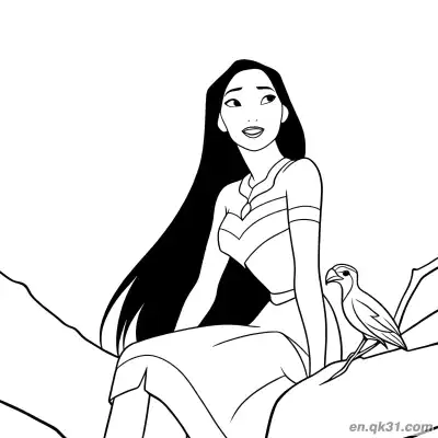 宝嘉康蒂坐在树枝上 – 免费可打印简笔画涂色画