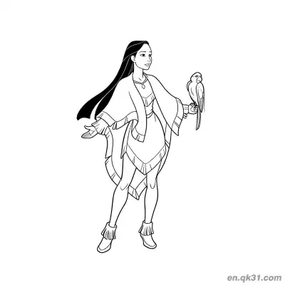 宝嘉康蒂与鹦鹉 – 免费可打印简笔画涂色画