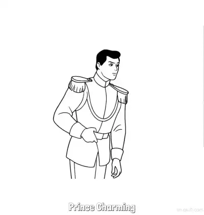 灰姑娘中白马王子侧面英俊站姿简笔画涂色页 – 免费可打印简笔画涂色画