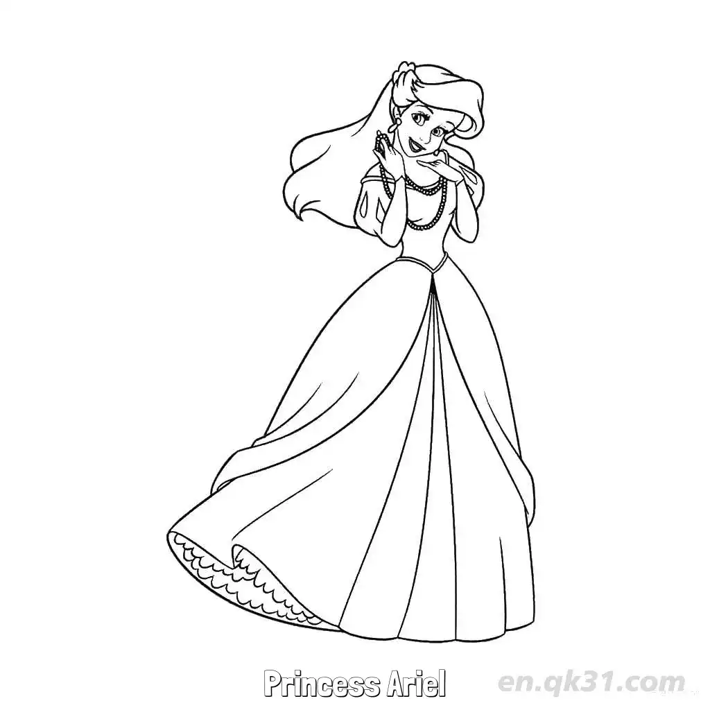 免费 爱丽儿公主 8简笔画 素描 涂鸦 - 免费可打印迪士尼 小美人鱼 下载PDF 简笔画涂色页
