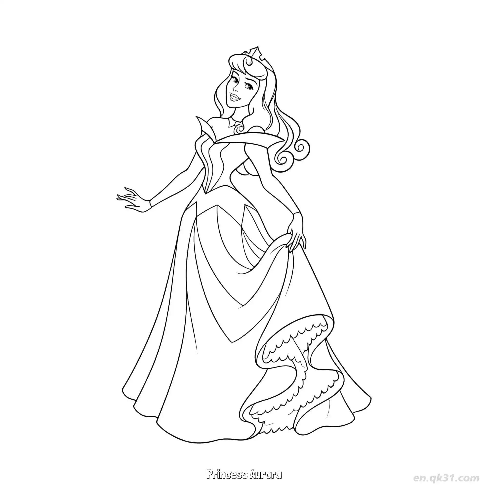 免费 睡美人‌爱洛‌公主礼服涂色页 简笔画涂色页