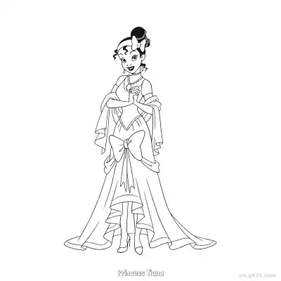 蒂安娜公主 2简笔画 素描 涂鸦 - 免费可打印迪士尼 公主和青蛙 下载PDF – 免费可打印简笔画涂色画