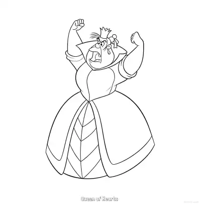 红心女王 1简笔画 素描 涂鸦 - 免费可打印爱丽丝梦游仙境 下载PDF – 免费可打印简笔画涂色画