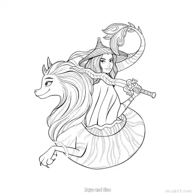 拉雅和希苏 6简笔画 素描 涂鸦 - 免费可打印迪士尼 寻龙传说 下载PDF – 免费可打印简笔画涂色画