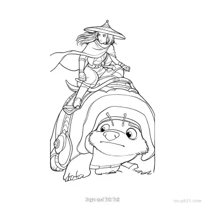 拉雅和突突 2简笔画 素描 涂鸦 - 免费可打印迪士尼 寻龙传说 下载PDF – 免费可打印简笔画涂色画