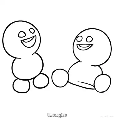雪宝精灵双人简笔画涂色页 – 免费可打印简笔画涂色画