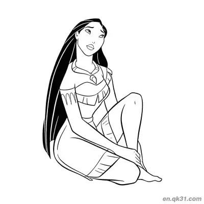 宝嘉康蒂沉思坐姿 – 免费可打印简笔画涂色画