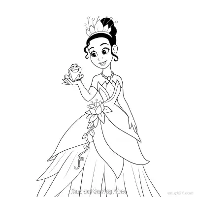 蒂安娜和青蛙王子 2简笔画 素描 涂鸦 - 免费可打印迪士尼 公主和青蛙 下载PDF – 免费可打印简笔画涂色画