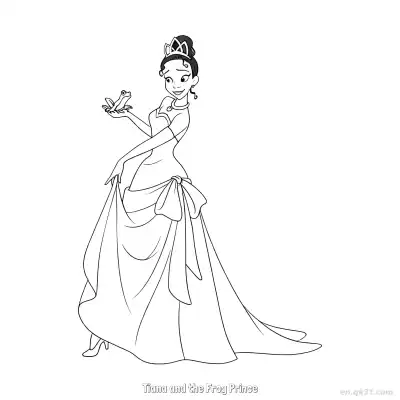 蒂安娜和青蛙王子 3简笔画 素描 涂鸦 - 免费可打印迪士尼 公主和青蛙 下载PDF – 免费可打印简笔画涂色画