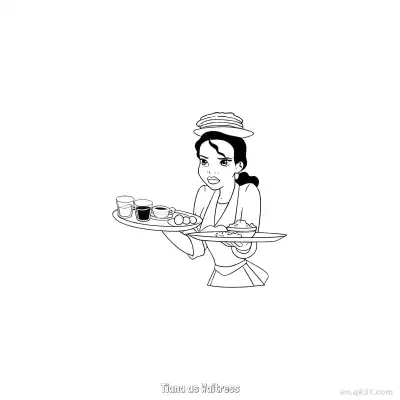 服务员蒂安娜 1简笔画 素描 涂鸦 - 免费可打印迪士尼 公主和青蛙 下载PDF – 免费可打印简笔画涂色画