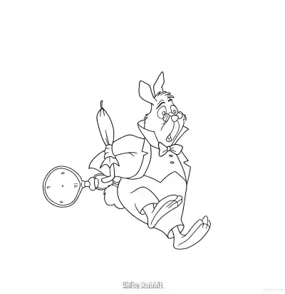 白兔先生 3简笔画 素描 涂鸦 - 免费可打印爱丽丝梦游仙境 下载PDF – 免费可打印简笔画涂色画