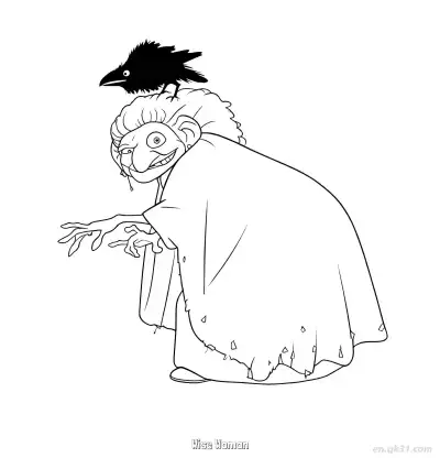 森林女巫与魔法药水涂色图片 – 免费可打印简笔画涂色画