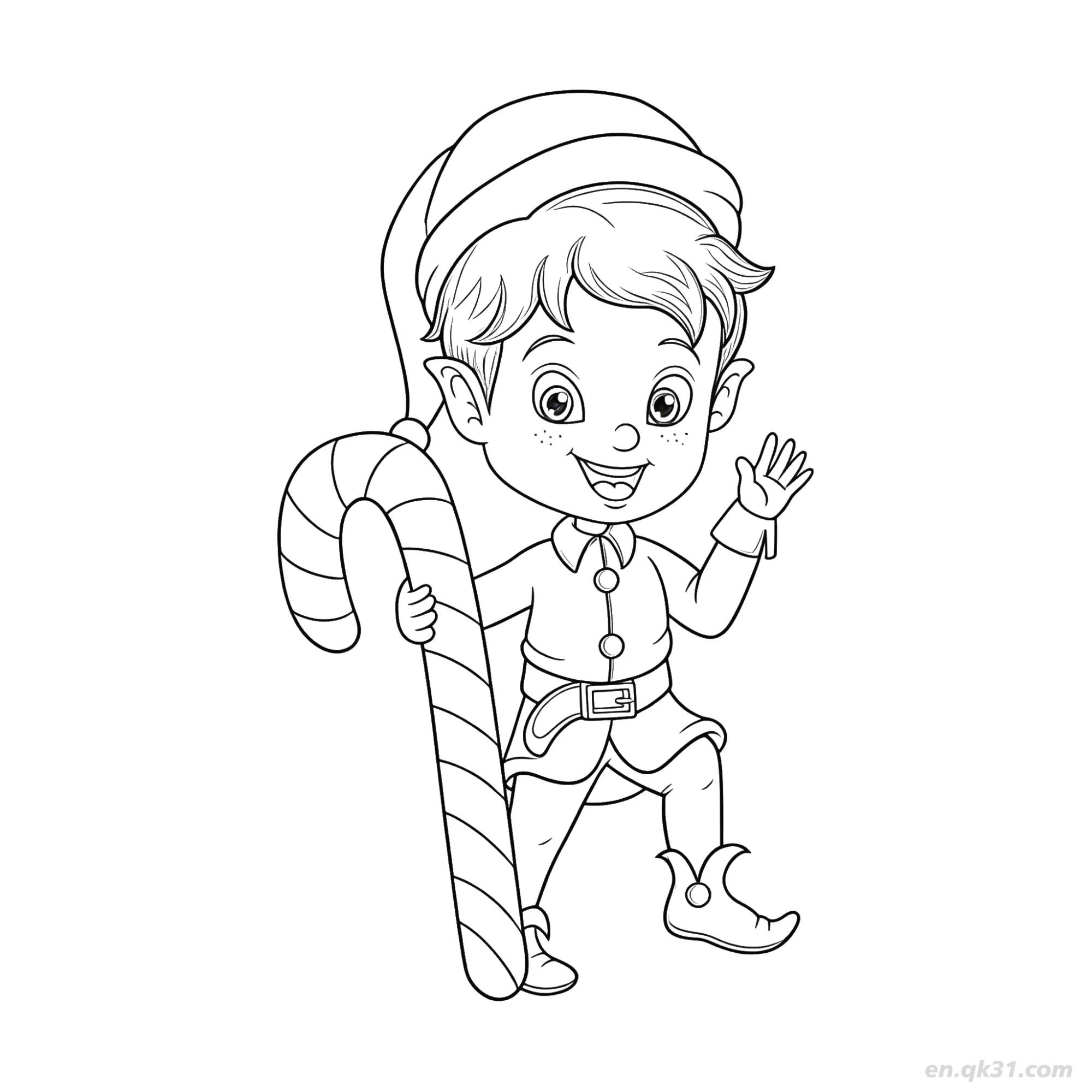 免费 挥糖果拐杖的精灵涂色页 简笔画涂色页