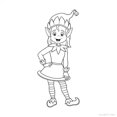 叶子领子的精灵涂色页 – 免费可打印简笔画涂色画