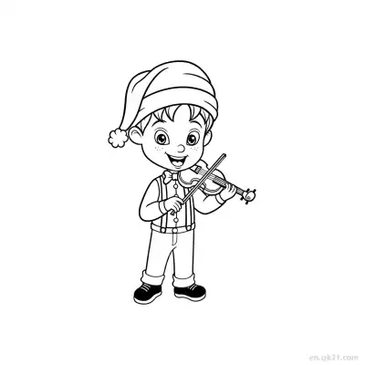 拉小提琴的小孩涂色页 – 免费可打印简笔画涂色画