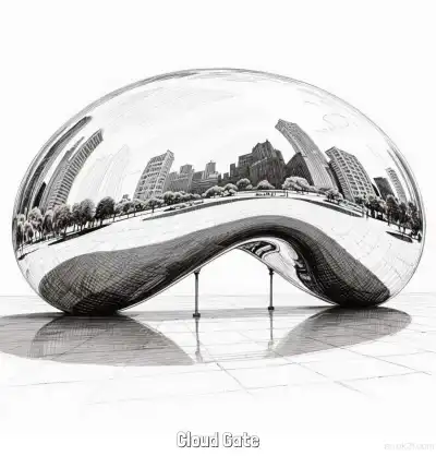 云门 简笔画 素描 涂鸦 - 免费可打印美国知名景点 下载PDF – 免费可打印简笔画涂色画