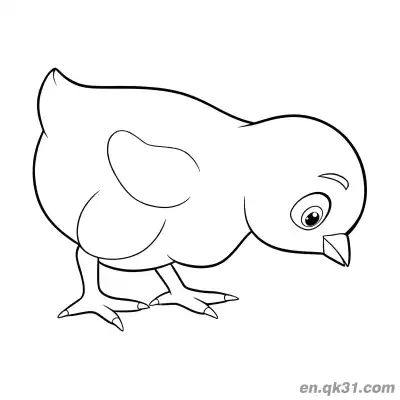 卡通小鸡啄食简笔画涂色页 | 简单可打印 – 免费可打印简笔画涂色画