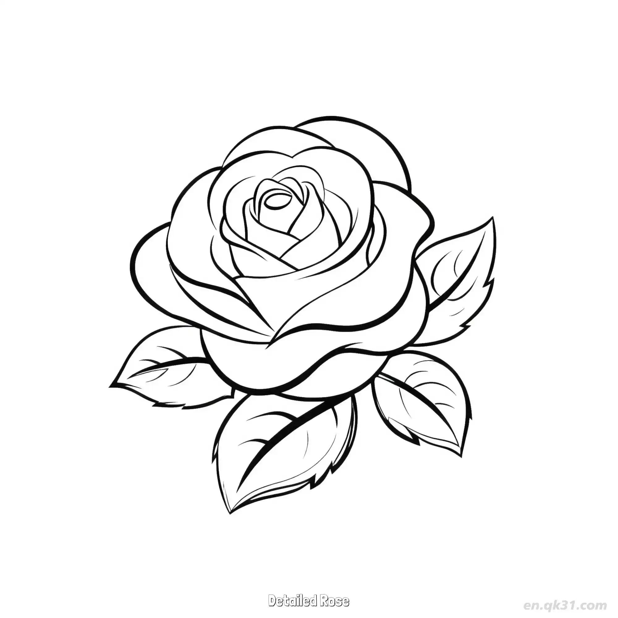 免费 细节丰富的玫瑰 简笔画 素描 涂鸦 - 免费可打印 玫瑰花简笔画 下载PDF 简笔画涂色页