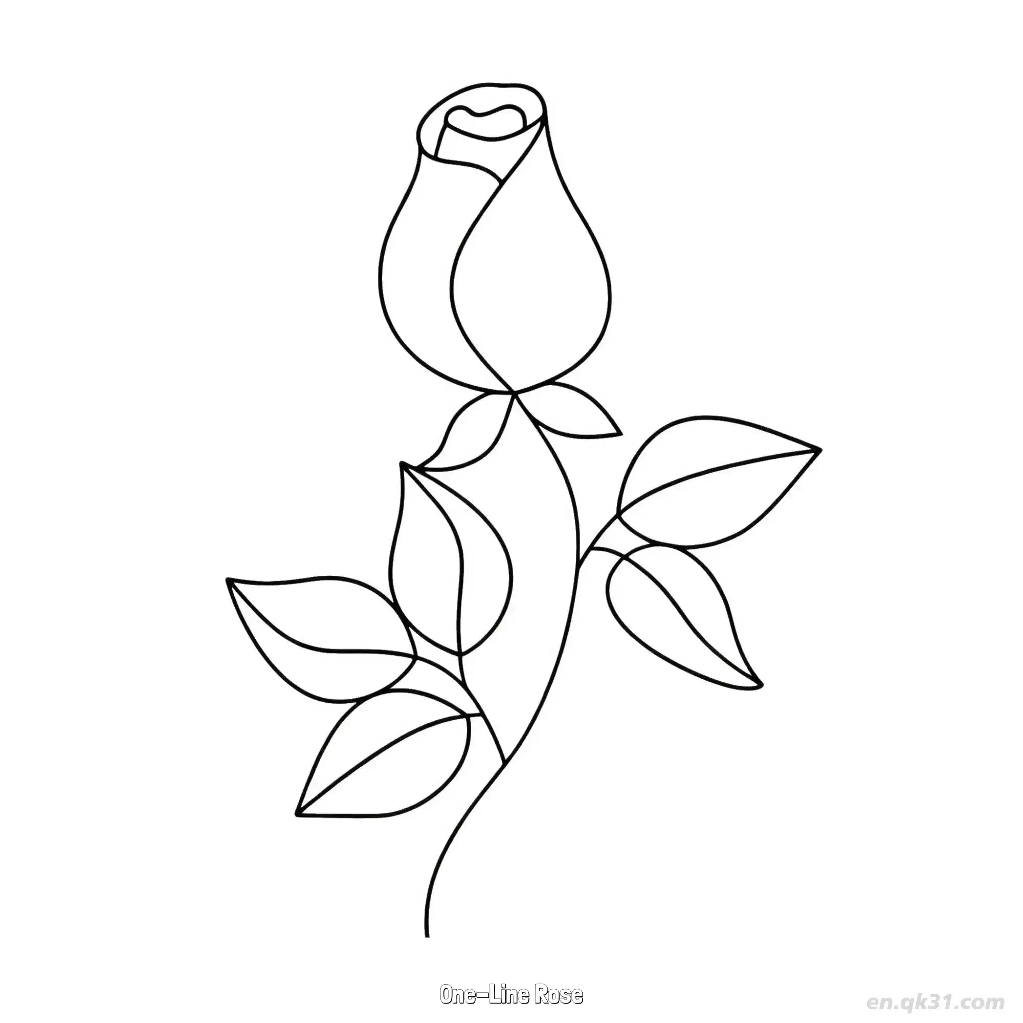 免费 一笔画玫瑰 简笔画 素描 涂鸦 - 免费可打印 玫瑰花简笔画 下载PDF 简笔画涂色页