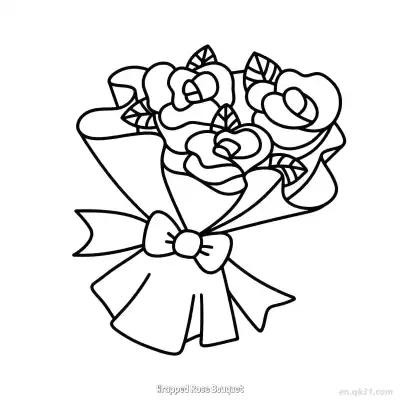 包装玫瑰花束 简笔画 素描 涂鸦 - 免费可打印 玫瑰花简笔画 下载PDF – 免费可打印简笔画涂色画