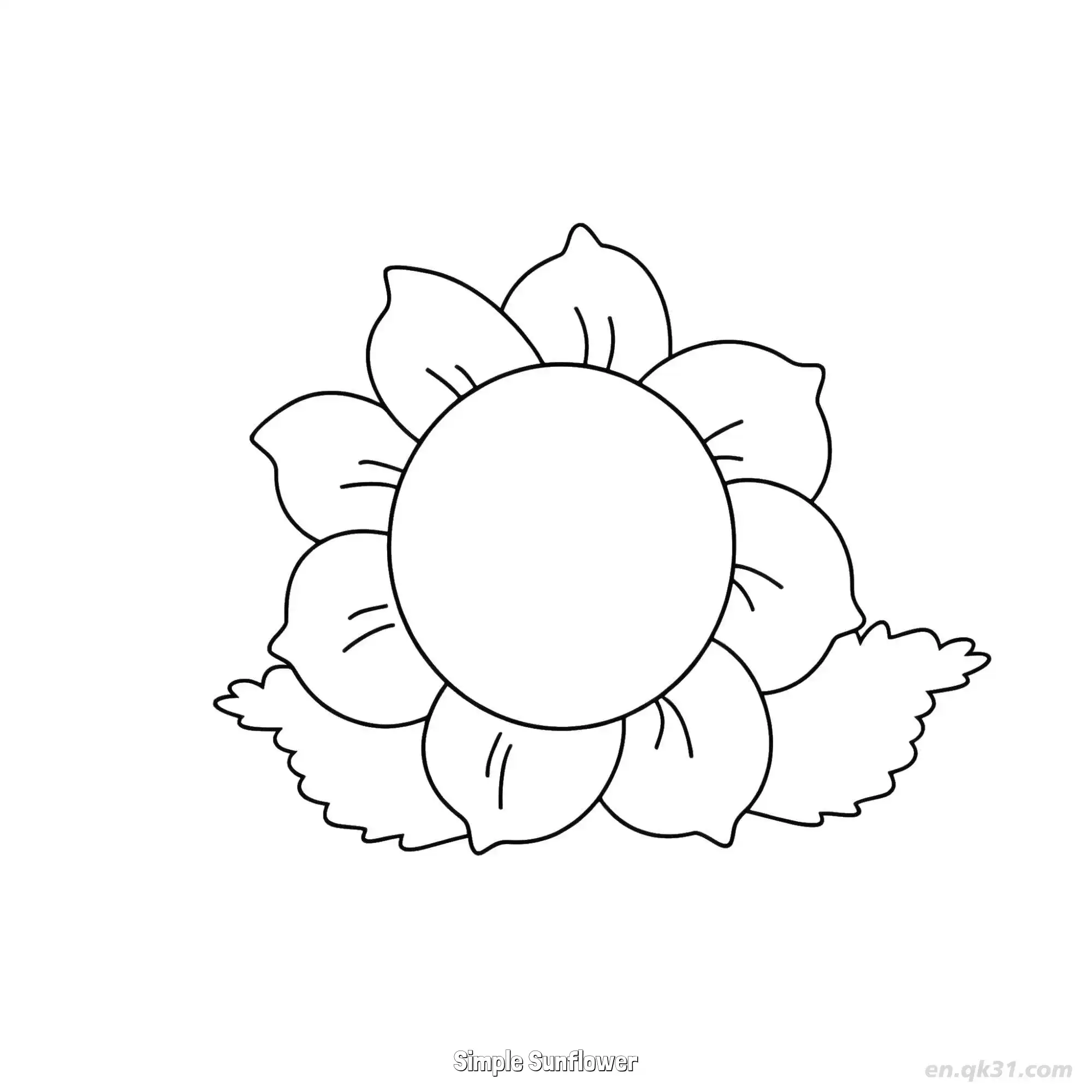 免费 简易向日葵 简笔画 素描 涂鸦 - 免费可打印 向日葵简笔画 下载PDF 简笔画涂色页