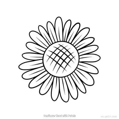 花瓣向日葵头 简笔画 素描 涂鸦 - 免费可打印 向日葵简笔画 下载PDF – 免费可打印简笔画涂色画