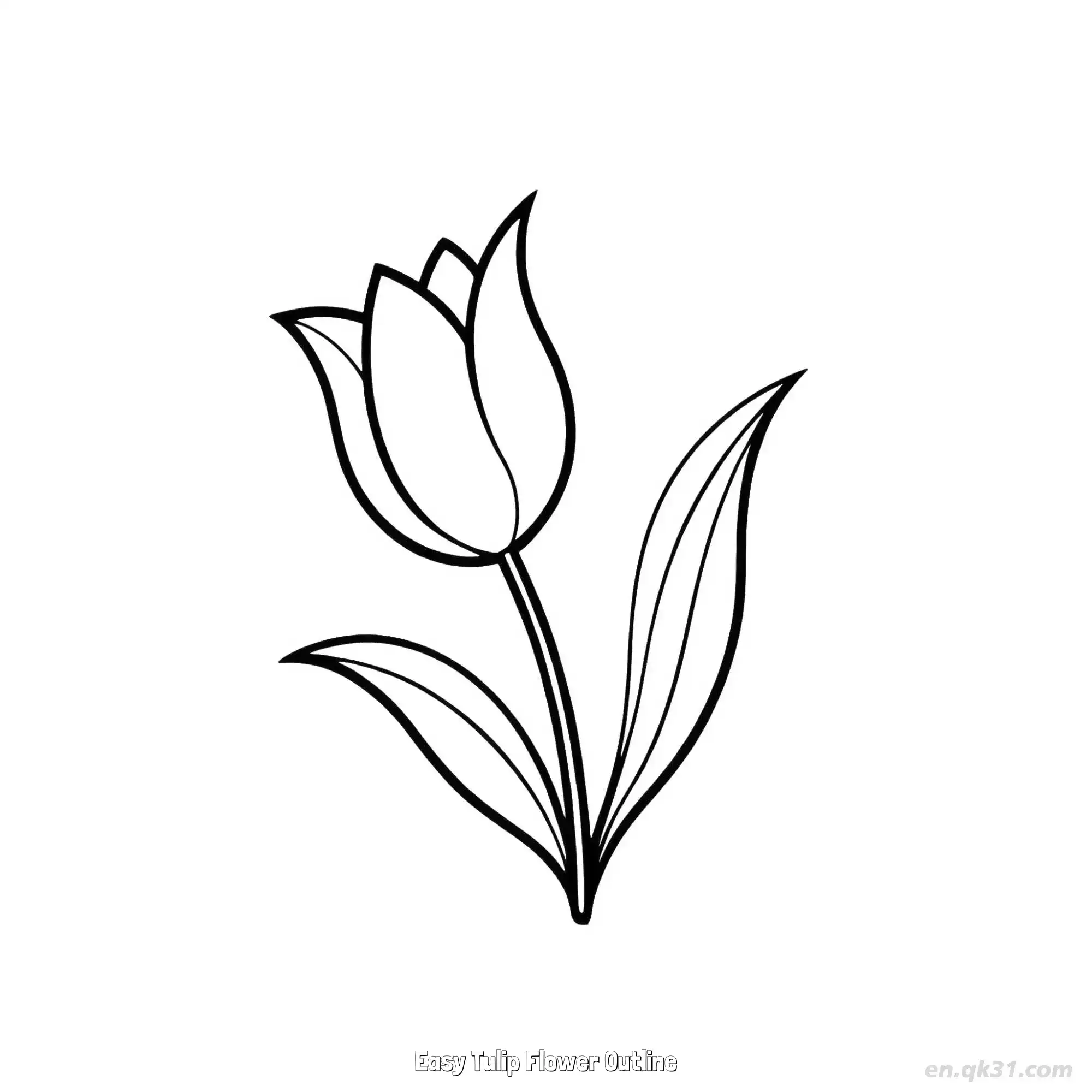 免费 简单郁金香花朵轮廓 简笔画 素描 涂鸦 - 免费可打印 郁金香简笔画 下载PDF 简笔画涂色页