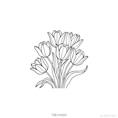 郁金香花束 2简笔画 素描 涂鸦 - 免费可打印 郁金香简笔画 下载PDF – 免费可打印简笔画涂色画