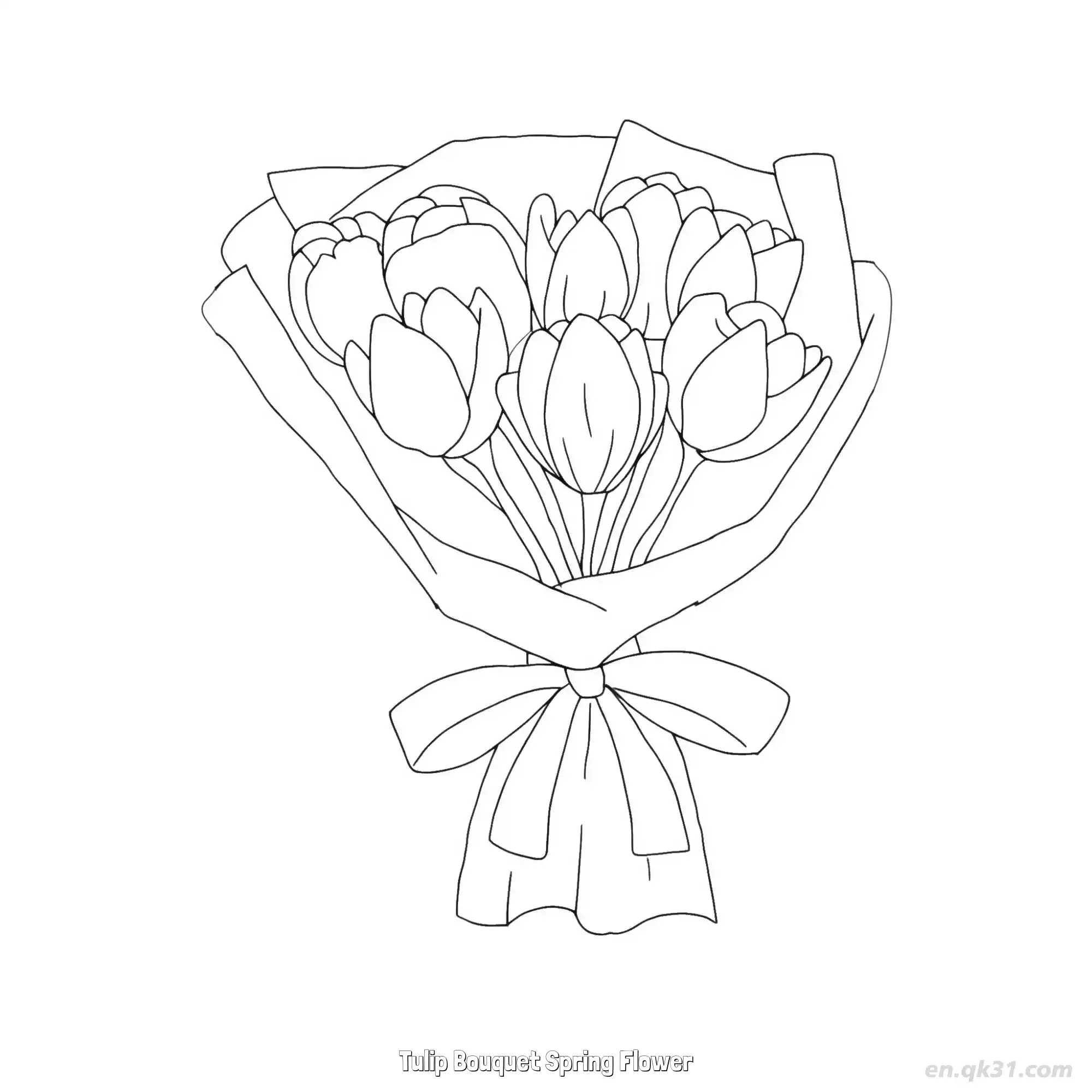 免费 春季郁金香花束 简笔画 素描 涂鸦 - 免费可打印 郁金香简笔画 下载PDF 简笔画涂色页