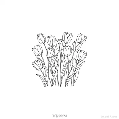 郁金香花园 简笔画 素描 涂鸦 - 免费可打印 郁金香简笔画 下载PDF – 免费可打印简笔画涂色画