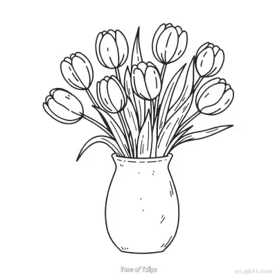 郁金香花瓶 简笔画 素描 涂鸦 - 免费可打印 郁金香简笔画 下载PDF – 免费可打印简笔画涂色画