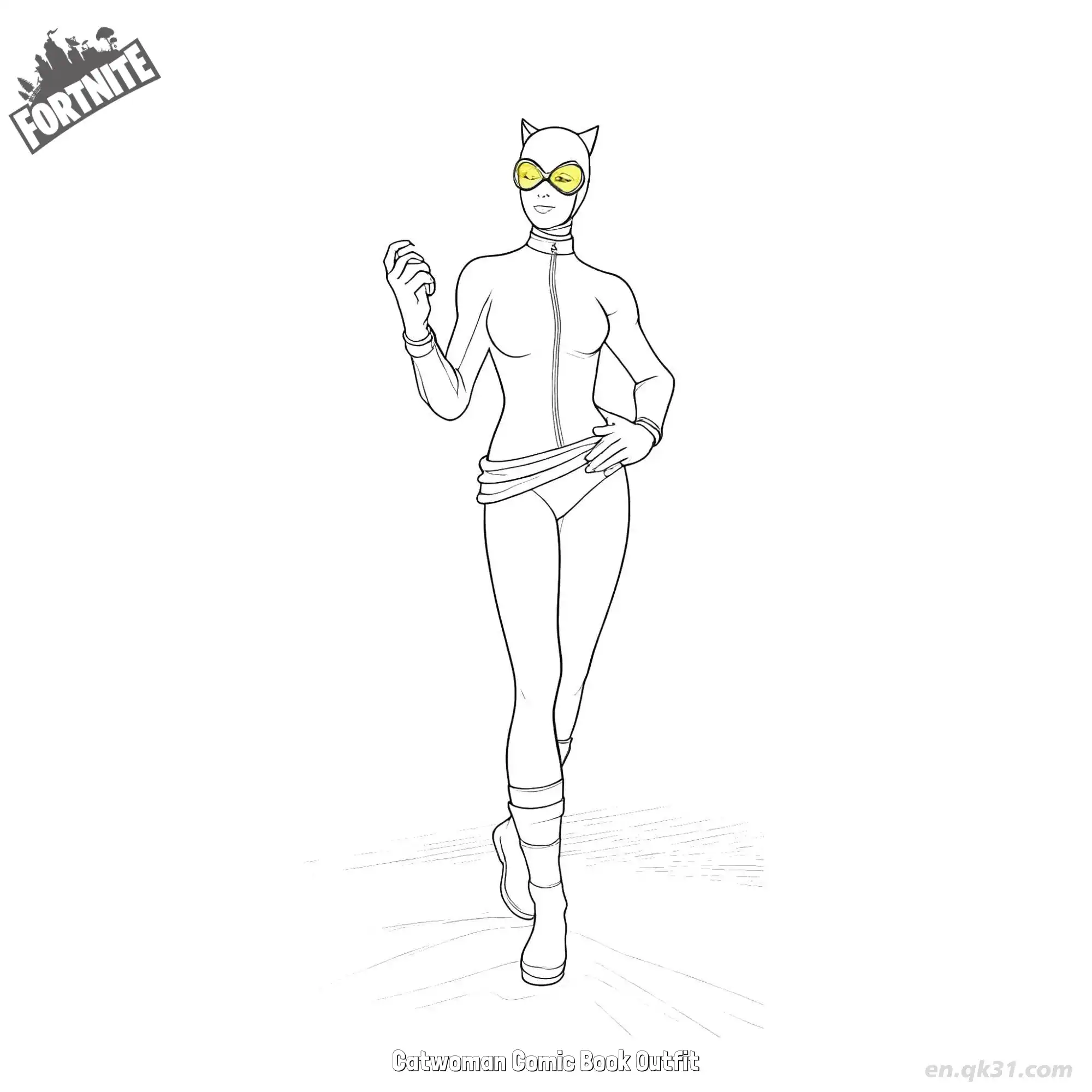 漫画版猫女 简笔画 素描 涂鸦 - 免费可打印堡垒之夜 下载PDF简笔画涂色画 – 为儿童和成人提供的免费可打印简笔画涂色画