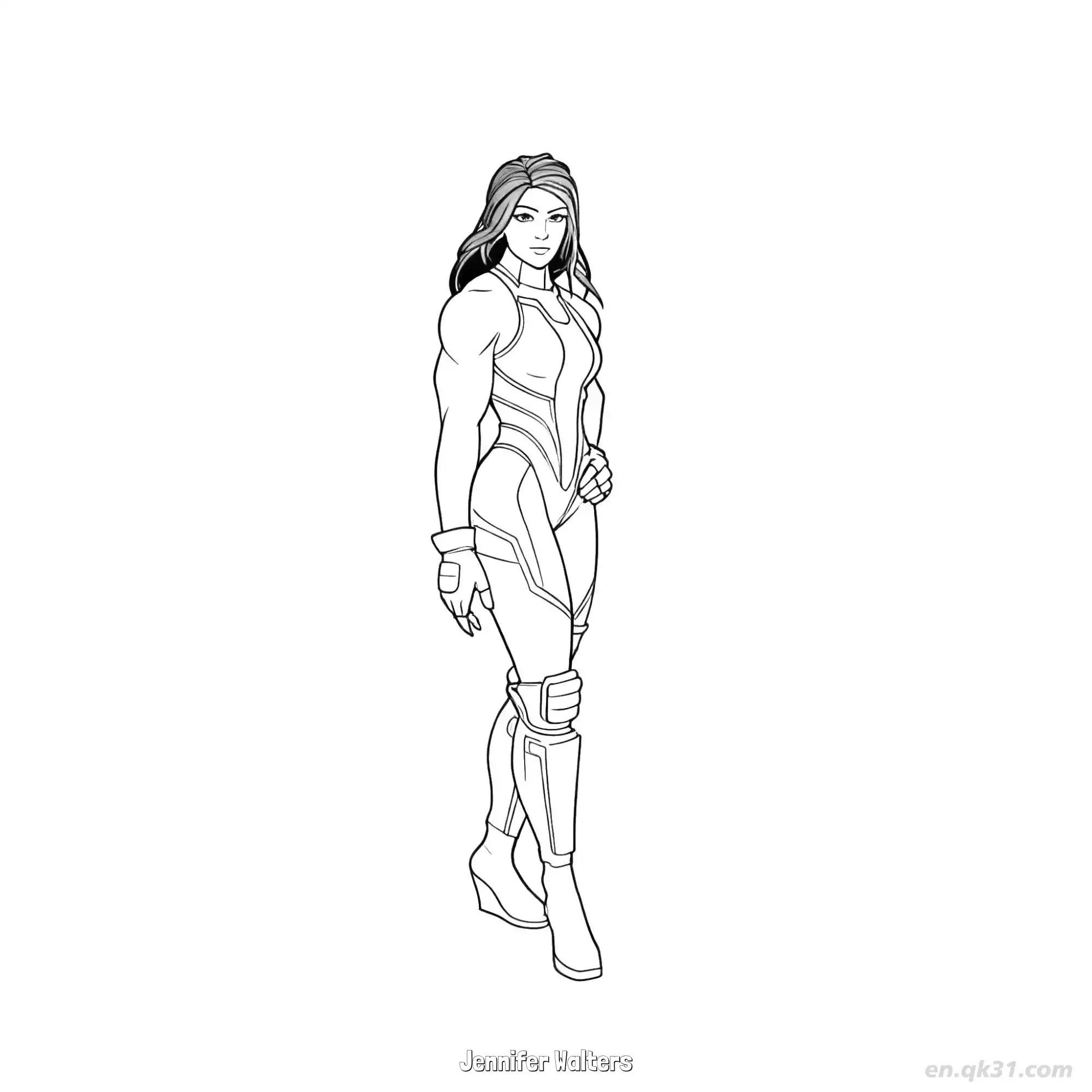 免费 詹妮弗·沃尔特斯 2简笔画 素描 涂鸦 - 免费可打印堡垒之夜 漫威系列 下载PDF 简笔画涂色页