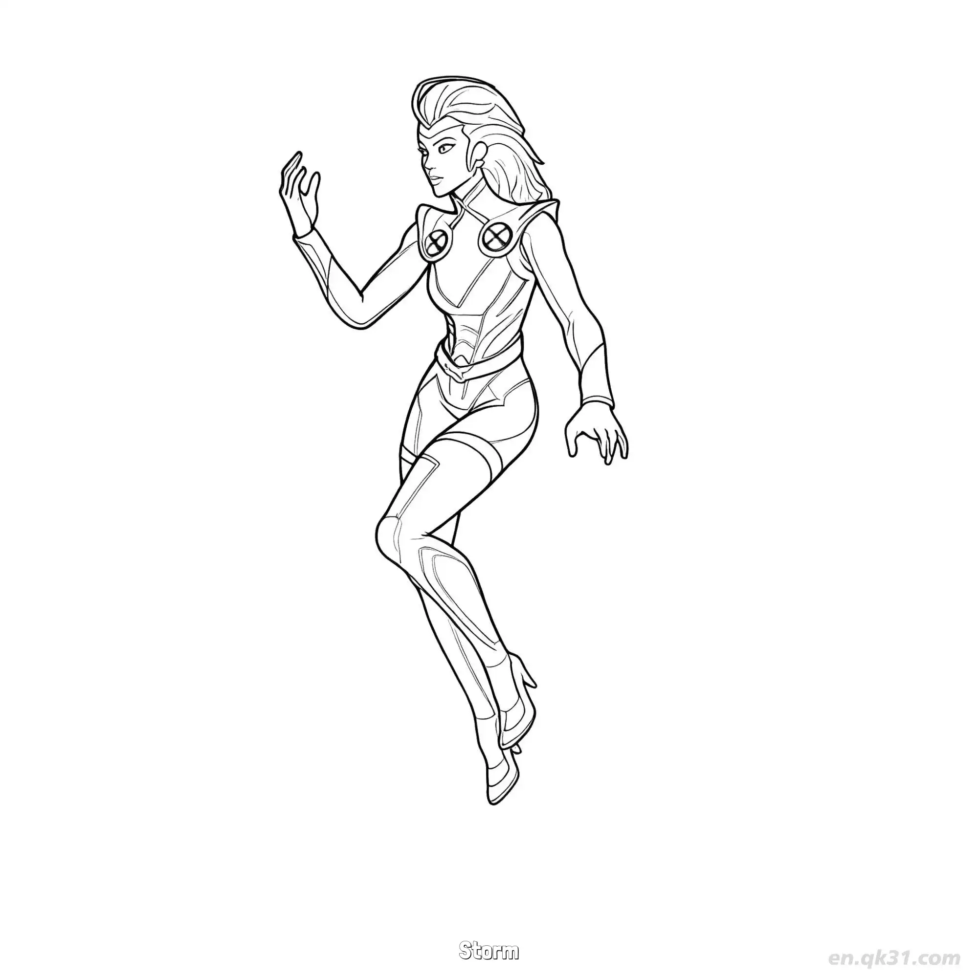 免费 暴风女 简笔画 素描 涂鸦 - 免费可打印堡垒之夜 漫威系列 下载PDF 简笔画涂色页