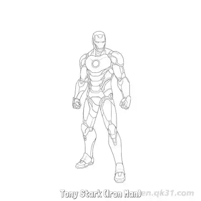 托尼·斯塔克 (钢铁侠) 简笔画 素描 涂鸦 - 免费可打印堡垒之夜 漫威系列 下载PDF – 免费可打印简笔画涂色画