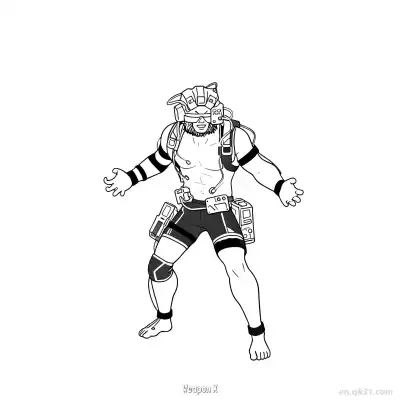 武器X 简笔画 素描 涂鸦 - 免费可打印堡垒之夜 漫威系列 下载PDF – 免费可打印简笔画涂色画