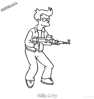 菲利普·J·弗莱 8简笔画 素描 涂鸦 - 免费可打印飞出个未来 下载PDF – 免费可打印简笔画涂色画