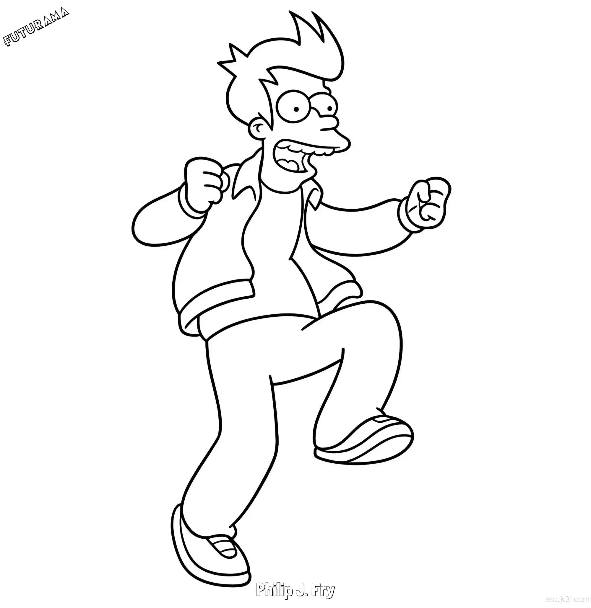 免费 菲利普·J·弗莱 简笔画 素描 涂鸦 - 免费可打印飞出个未来 下载PDF 简笔画涂色页