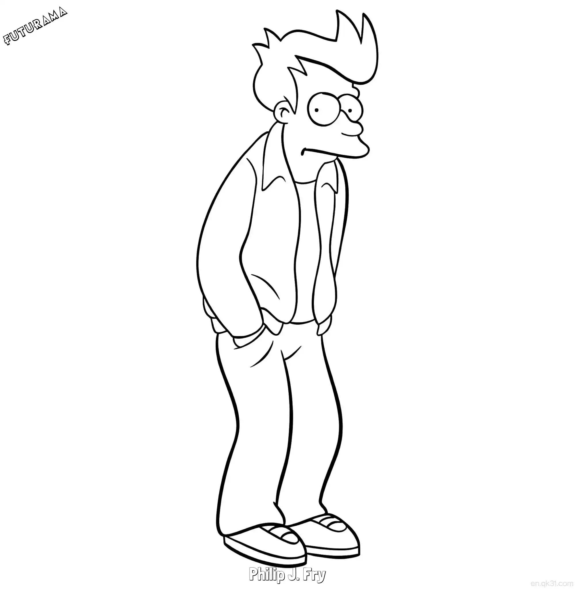 免费 菲利普·J·弗莱 1简笔画 素描 涂鸦 - 免费可打印飞出个未来 下载PDF 简笔画涂色页