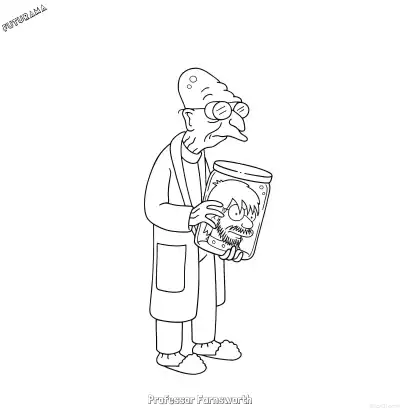 法恩斯沃斯教授 5简笔画 素描 涂鸦 - 免费可打印飞出个未来 下载PDF – 免费可打印简笔画涂色画