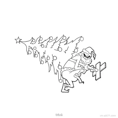 格林奇妹妹节日涂色页 – 免费可打印简笔画涂色画