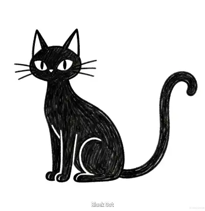 黑猫 1简笔画 素描 涂鸦 - 免费可打印万圣节 下载PDF – 免费可打印简笔画涂色画