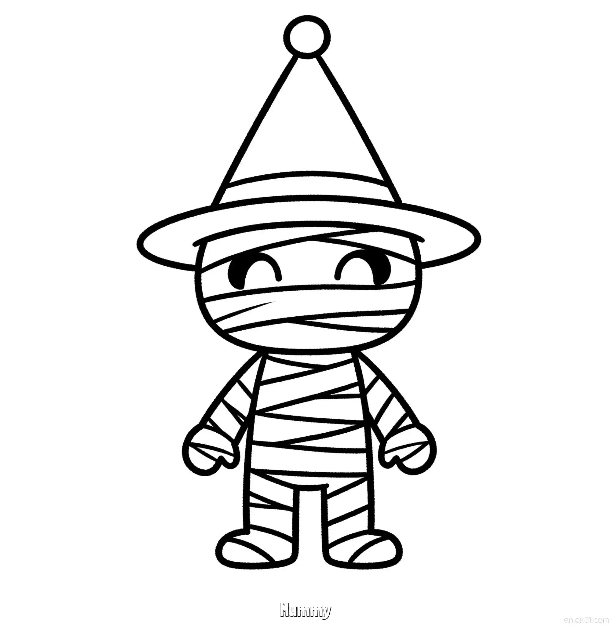 免费 木乃伊 9简笔画 素描 涂鸦 - 免费可打印万圣节 下载PDF 简笔画涂色页