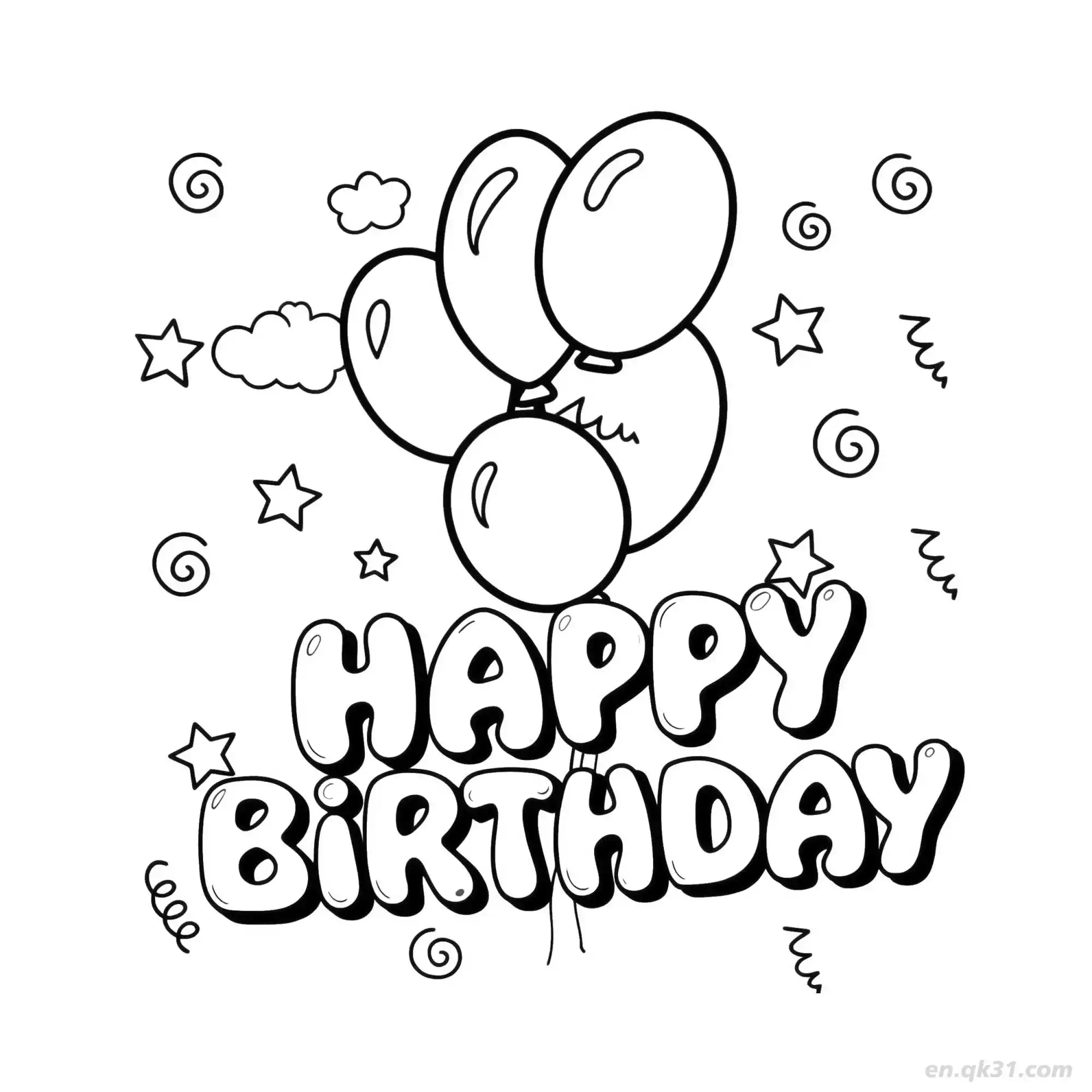 免费 生日快乐 17简笔画 素描 涂鸦 - 免费可打印 生日简笔画 下载PDF 简笔画涂色页