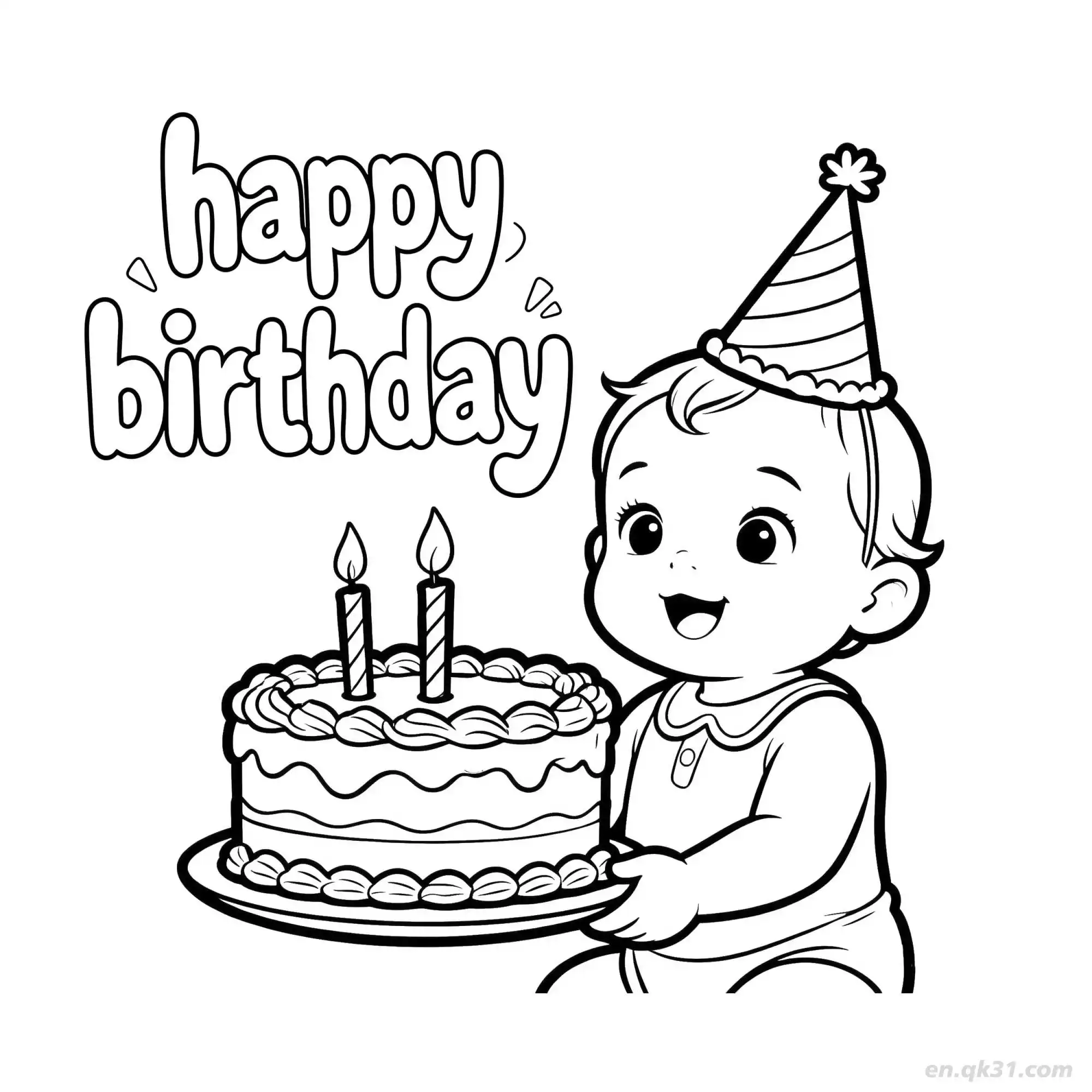 免费 生日快乐 24简笔画 素描 涂鸦 - 免费可打印 生日简笔画 下载PDF 简笔画涂色页
