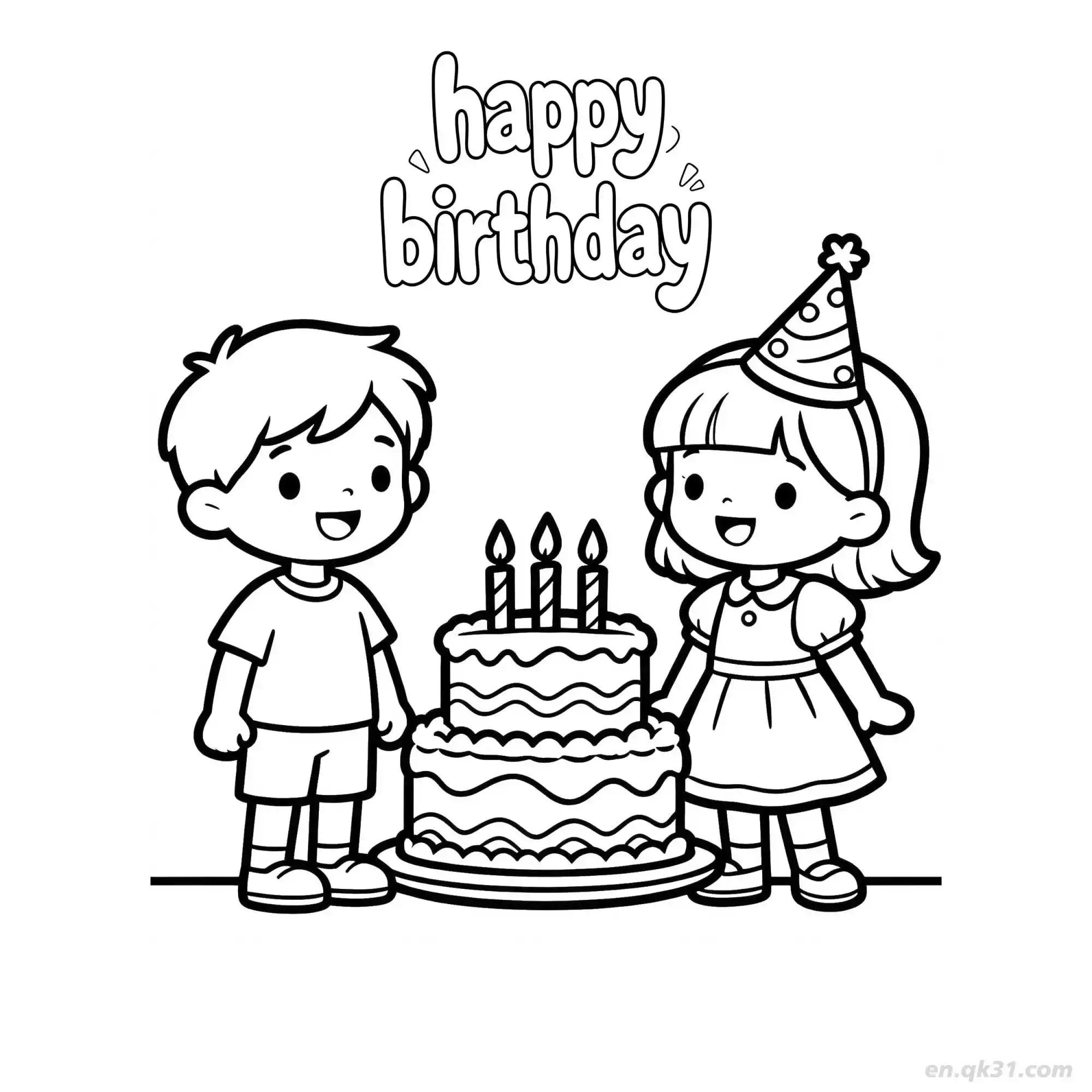 免费 生日快乐 48简笔画 素描 涂鸦 - 免费可打印 生日简笔画 下载PDF 简笔画涂色页