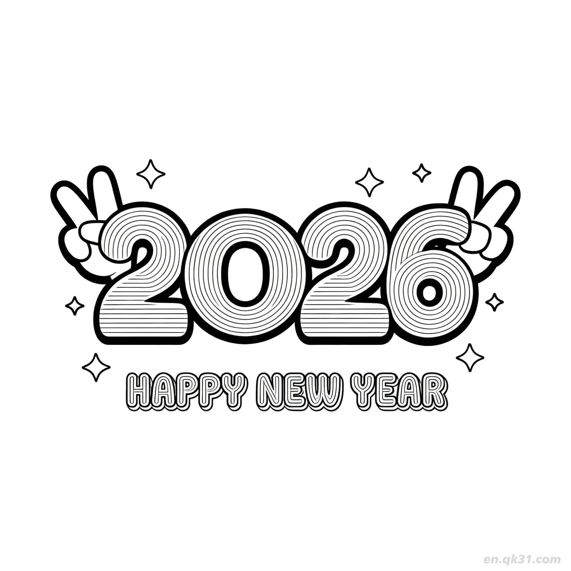 免费 2026和平手势涂色页 简笔画涂色页