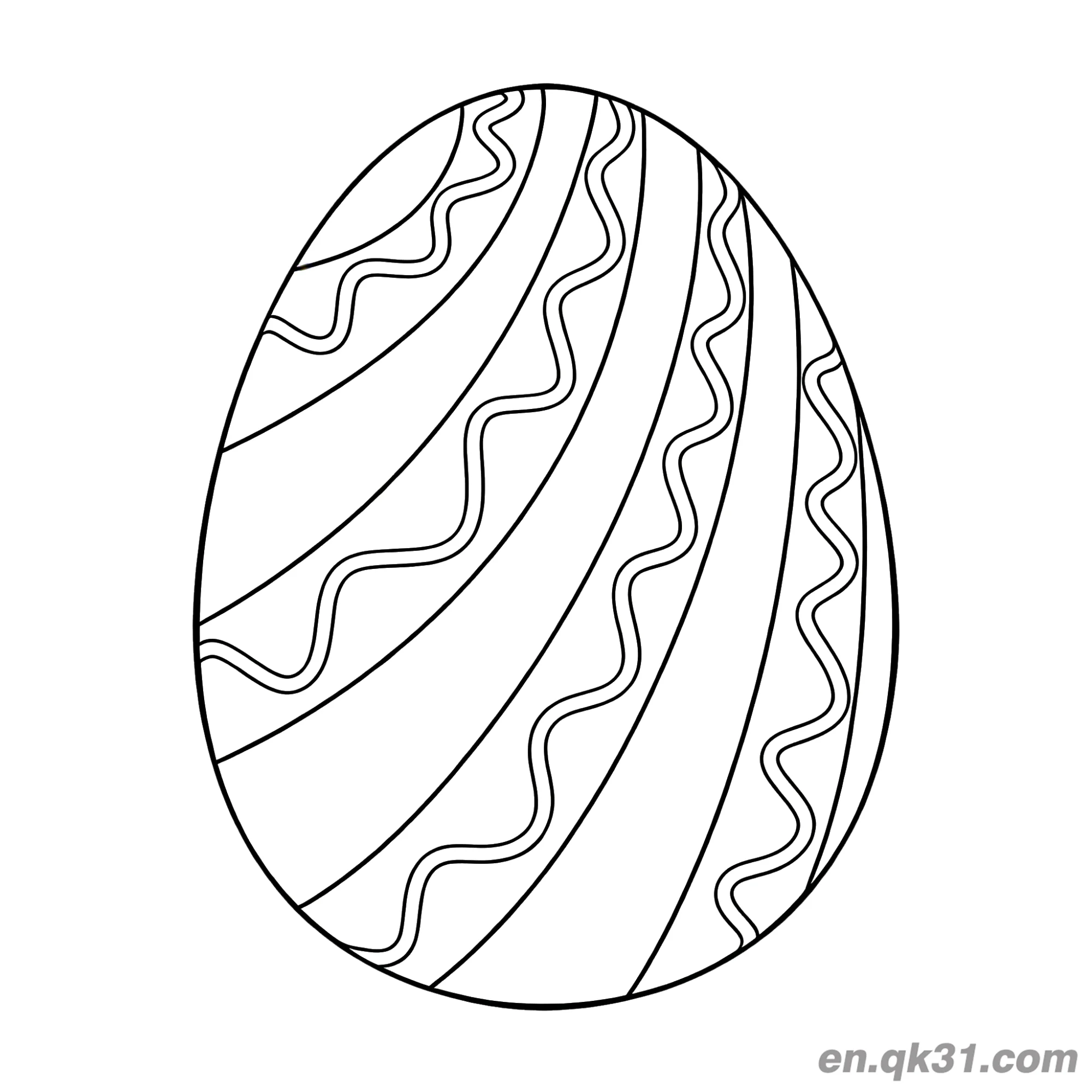 免费 对角线波浪线复活节彩蛋简笔画涂色页 简笔画涂色页