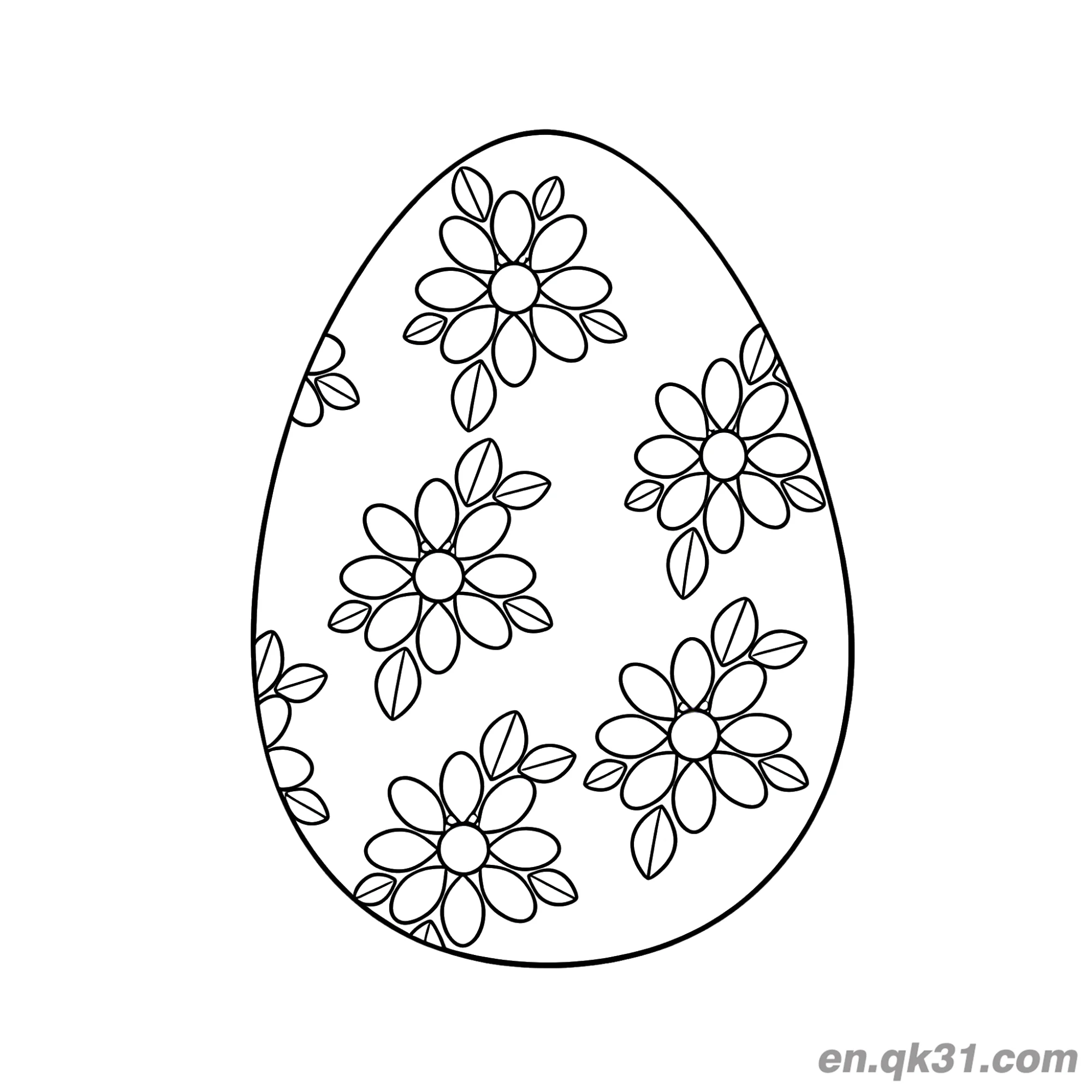 免费 八瓣花带叶复活节彩蛋简笔画涂色页 简笔画涂色页