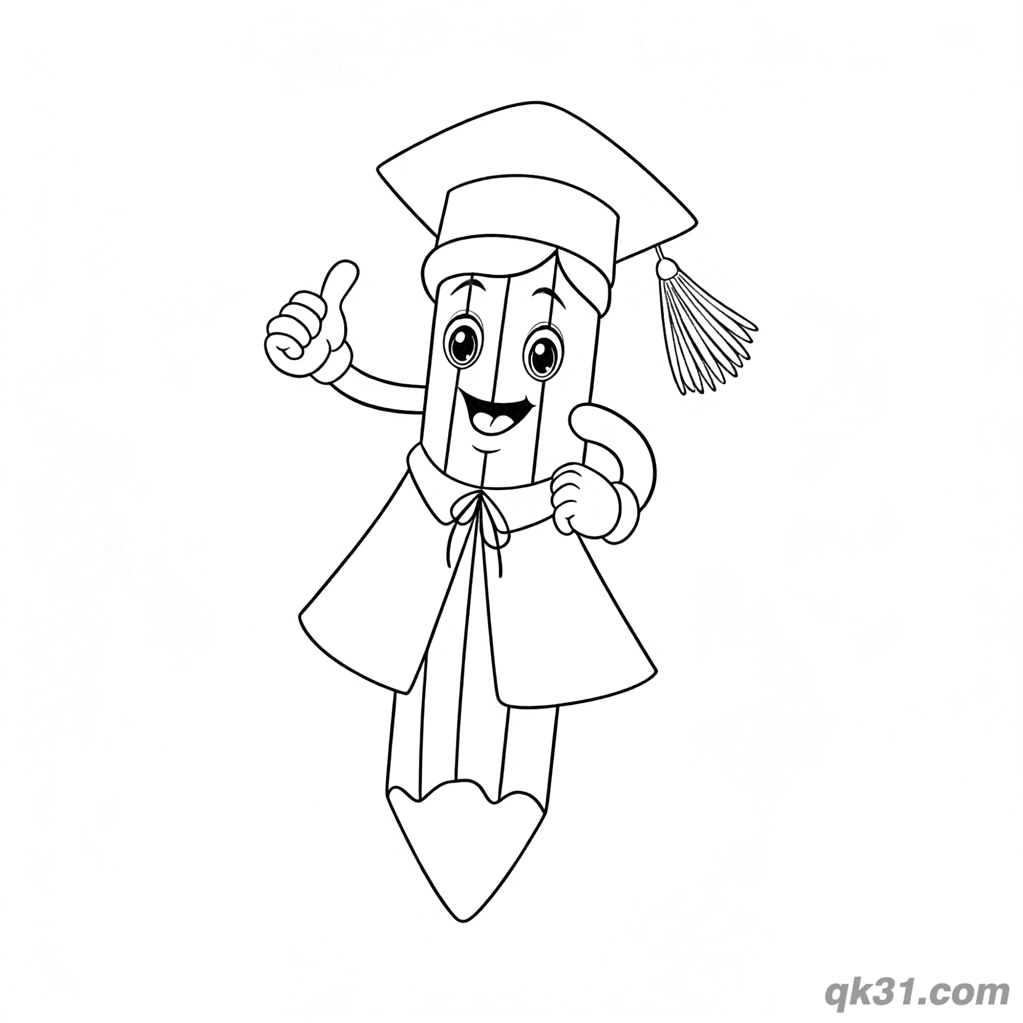 免费 可爱毕业男孩拿证书简笔画涂色页 简笔画涂色页